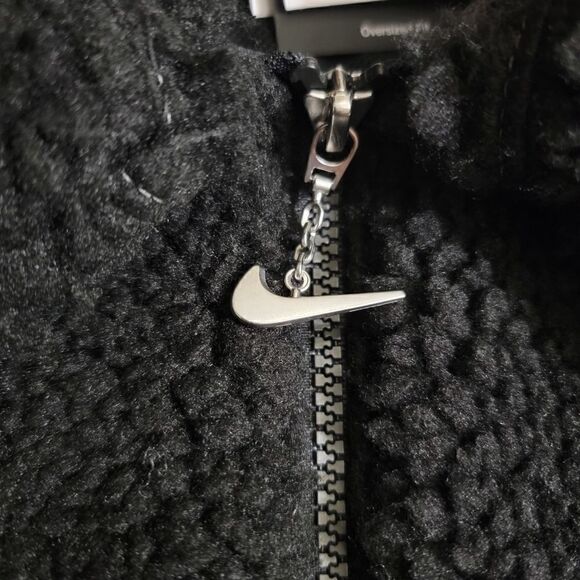 Nike Sportswear Swoosh Teddy Sherpa Jacket Black White Dunk Low Quilt Size M New - Picture 8 of 17